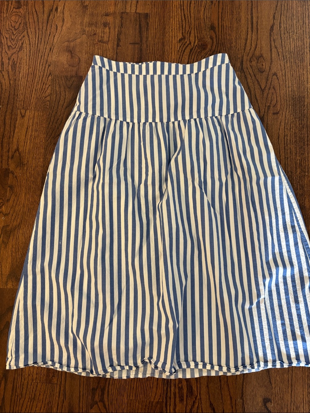 Old Navy Blue & White Vertical Stripe A-Line Skirt